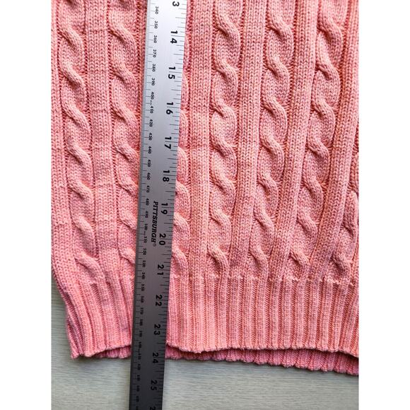 Sweater-Tommy Hilfiger-V-Neck-Melon-Decorative Knit-Long Sleeves-Slim Fit-Size L - Picture 10 of 13